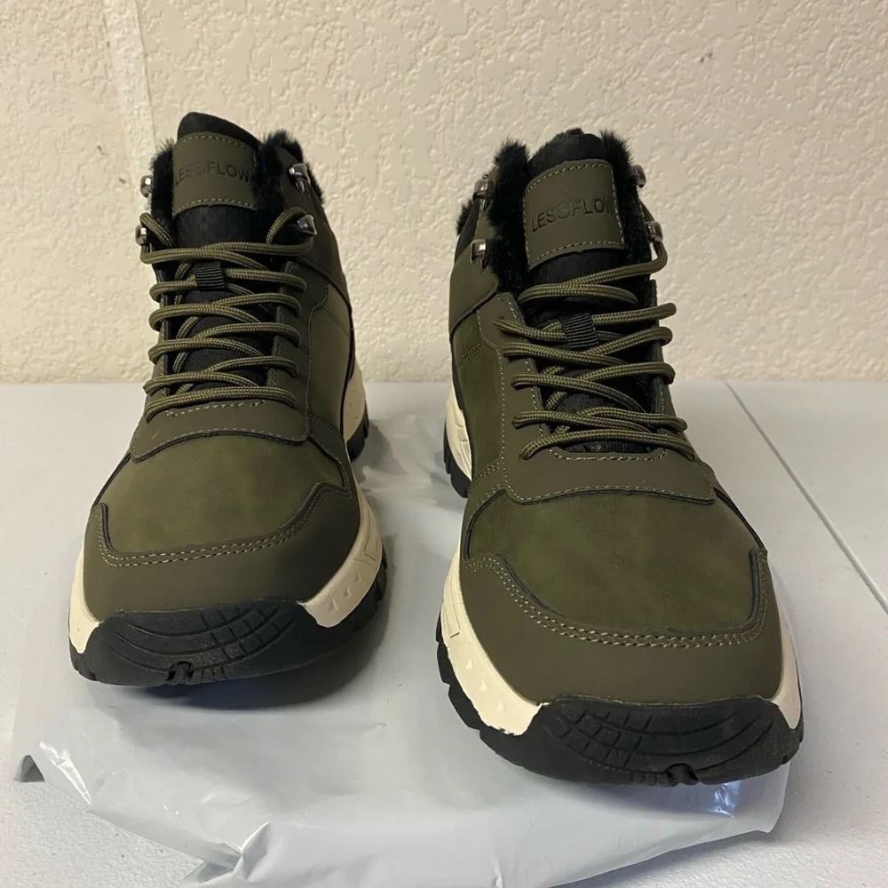 Men's Army Green Winter Snow High-Top Hiking Boots